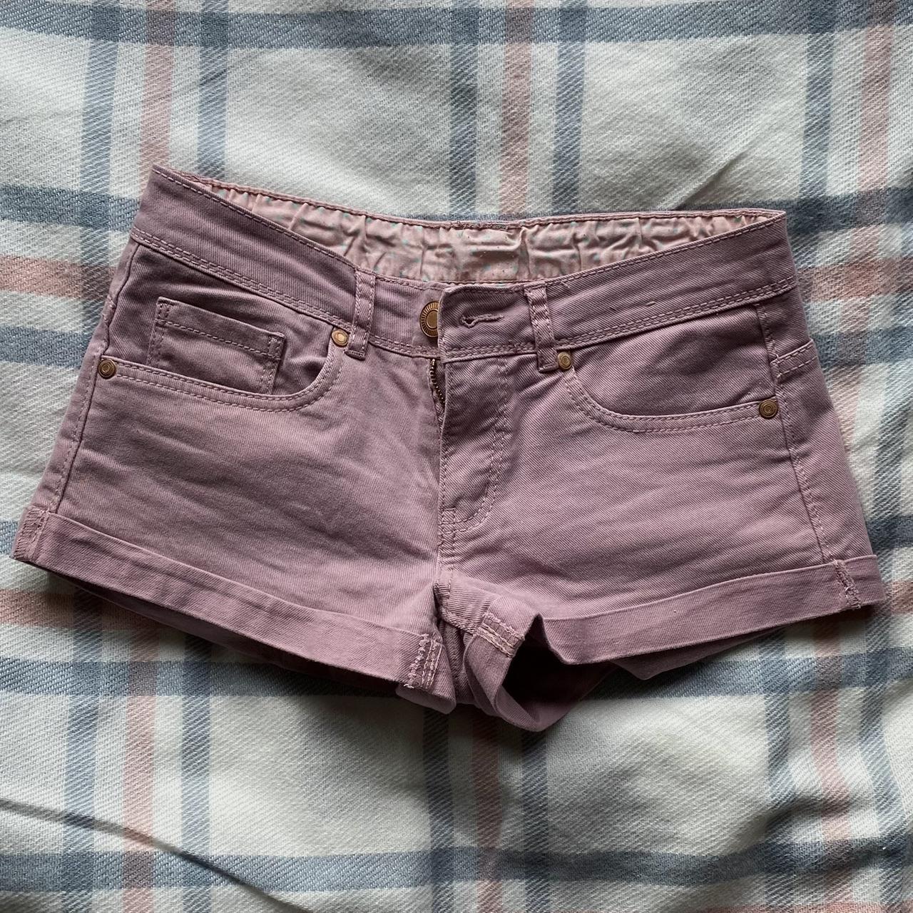 PINK DENIM SHORTS - UK size 6 but would fit an 8... - Depop