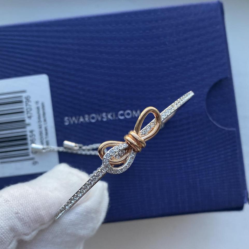 SWAROVSKI★Lifelong Bow bangle リボン バングル ブレスレット Lifelong Bow bangle, Bow, White, Mixed metal finish | Swarovski