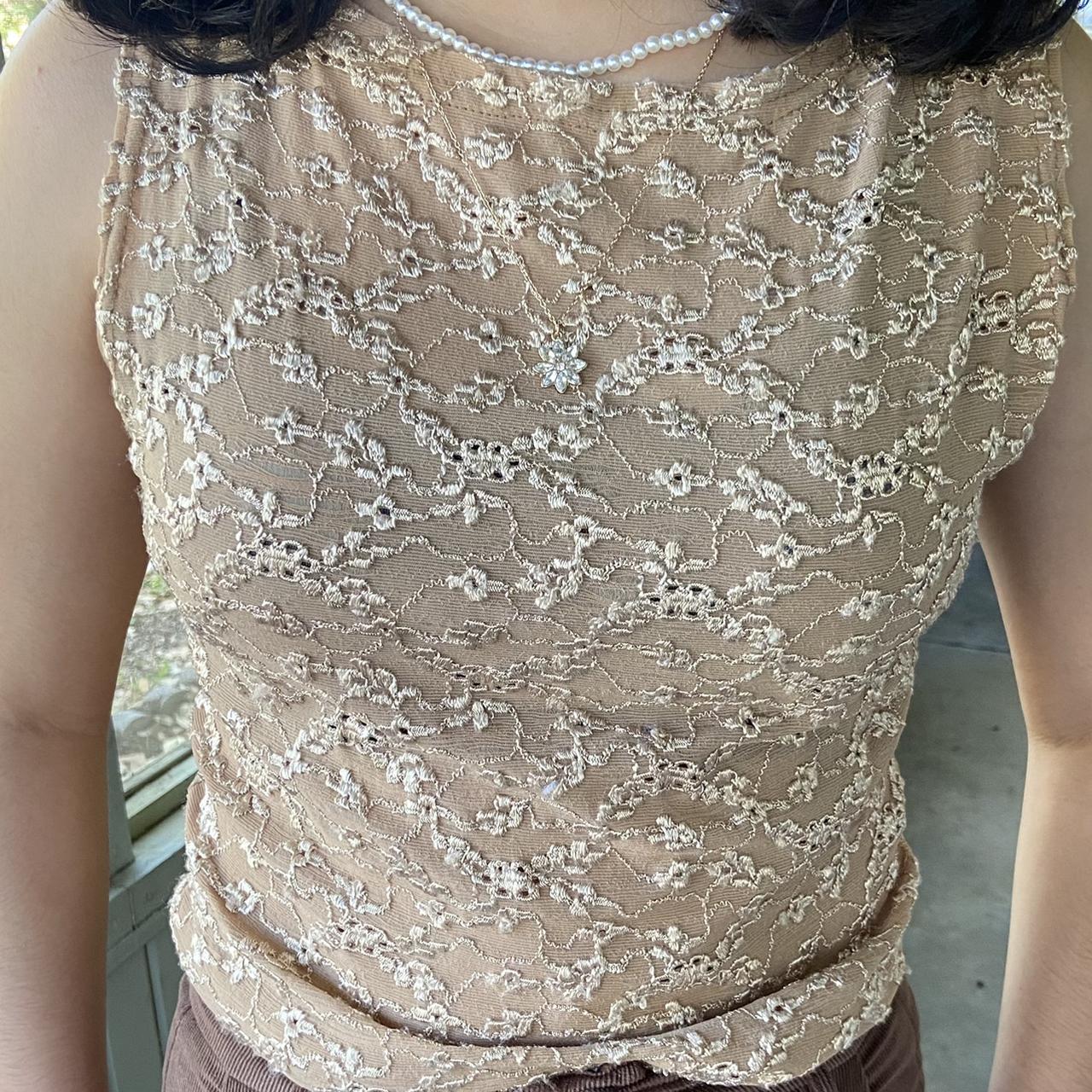 IZ Byer Women's Cream and Gold Blouse (2)