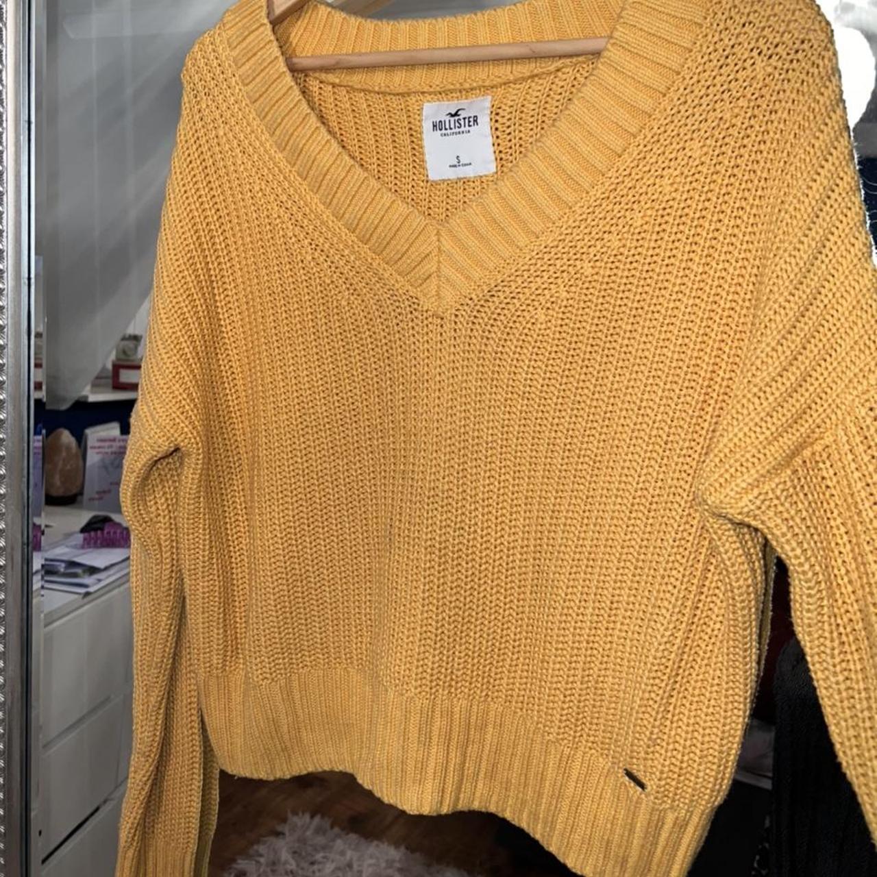 Hollister mustard/yellow Cable knit jumper. Only... - Depop