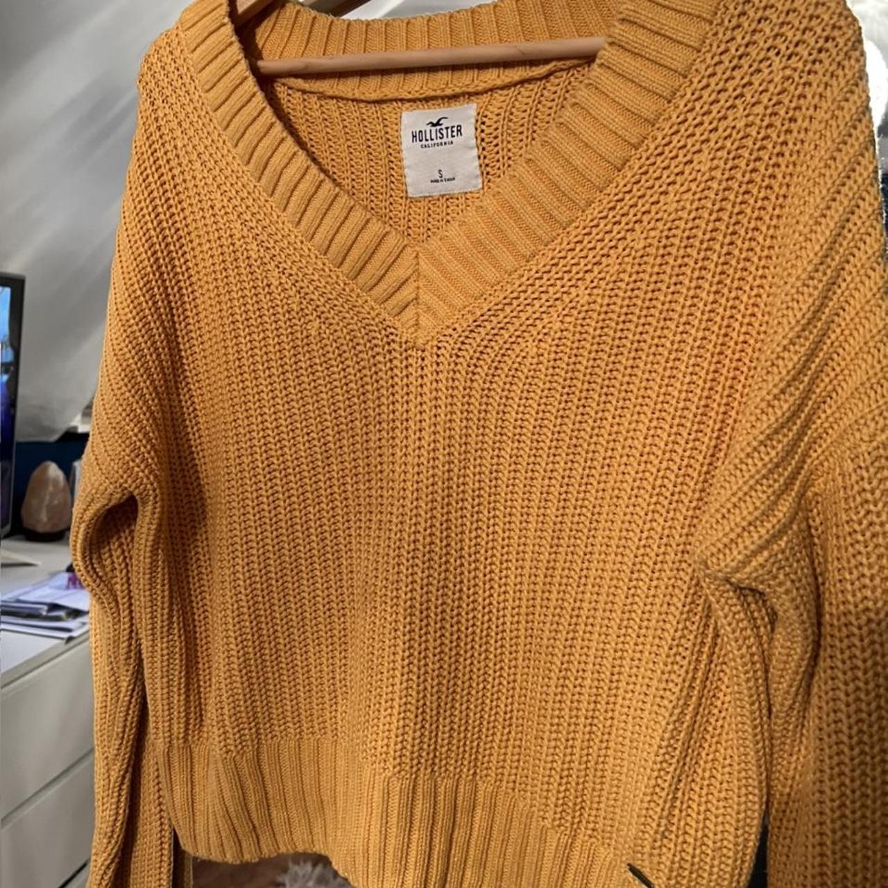 Hollister mustard/yellow Cable knit jumper. Only... Depop