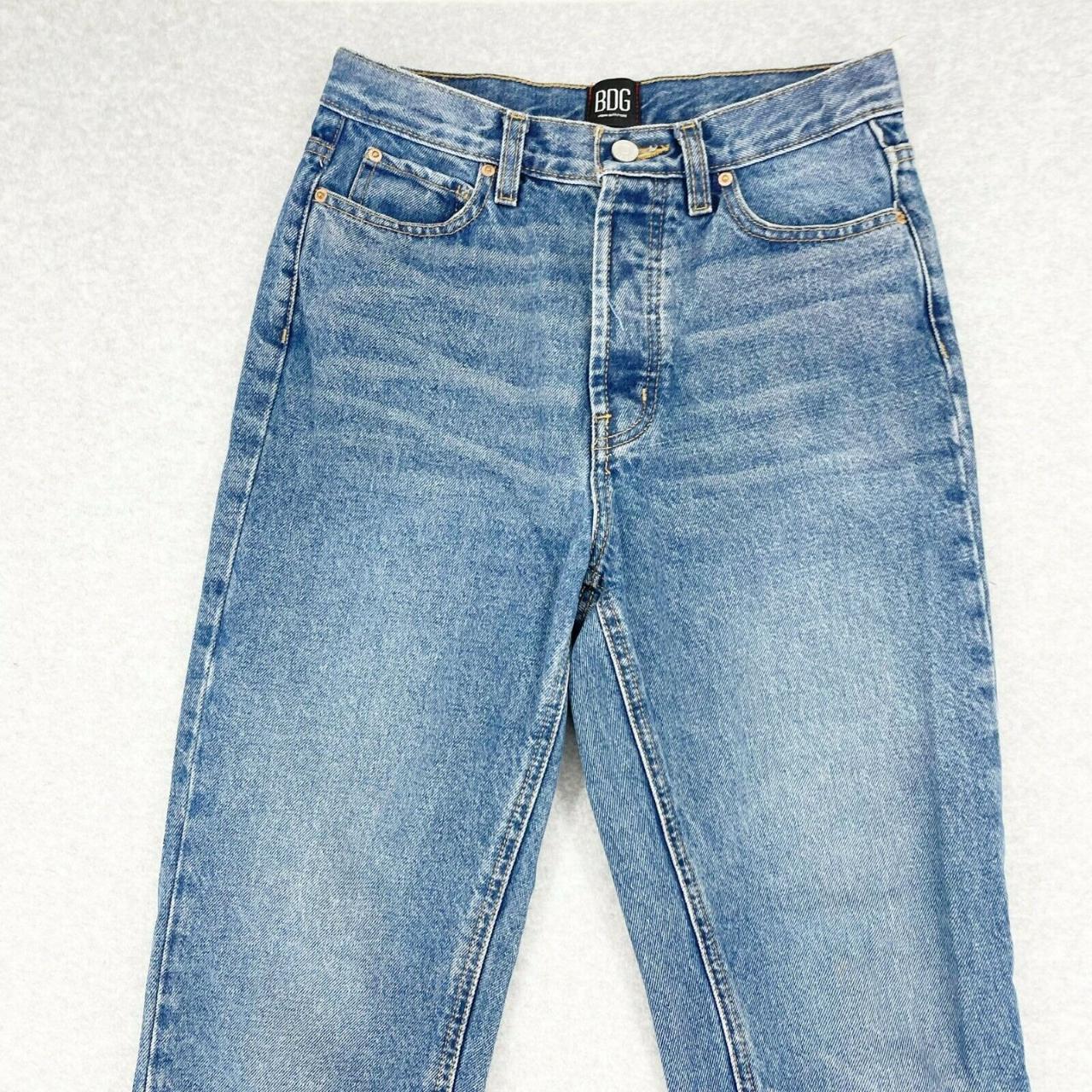 BDG Womens Slim Straight Jeans Size 27 Blue Fray Hem... - Depop