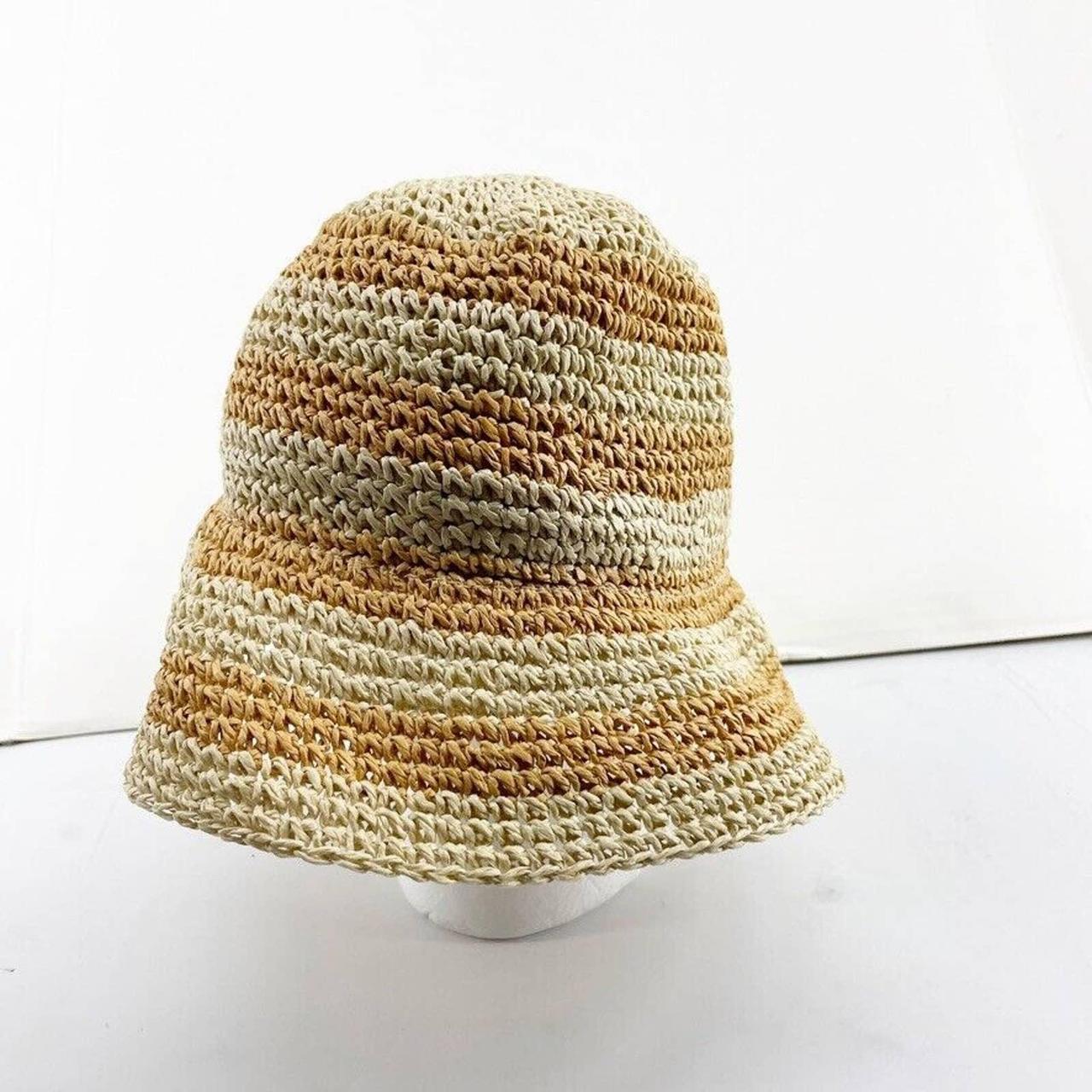 Paper Straw Boho Bucket Hat Natural Stripe OS Casual... - Depop