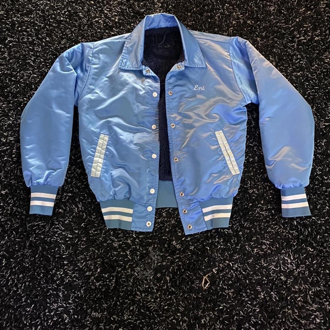 Women's Blue and White Jacket Depop