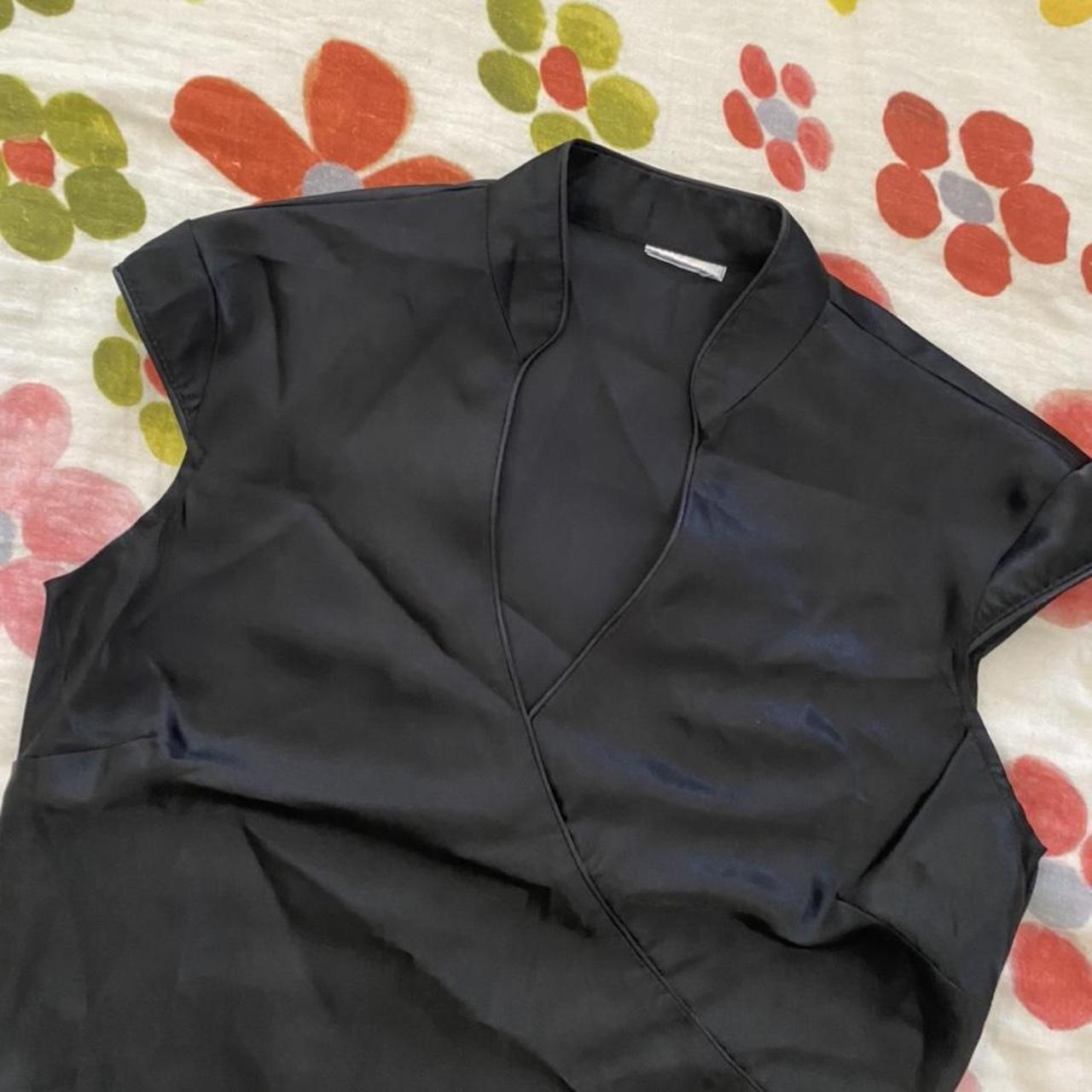 Black silk top with mandarin style collar Super... - Depop