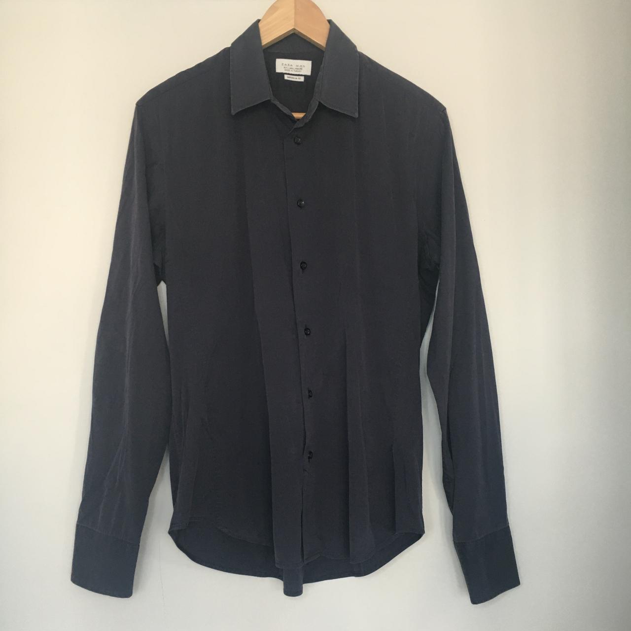 Zara Men's Navy and Blue Shirt | Depop