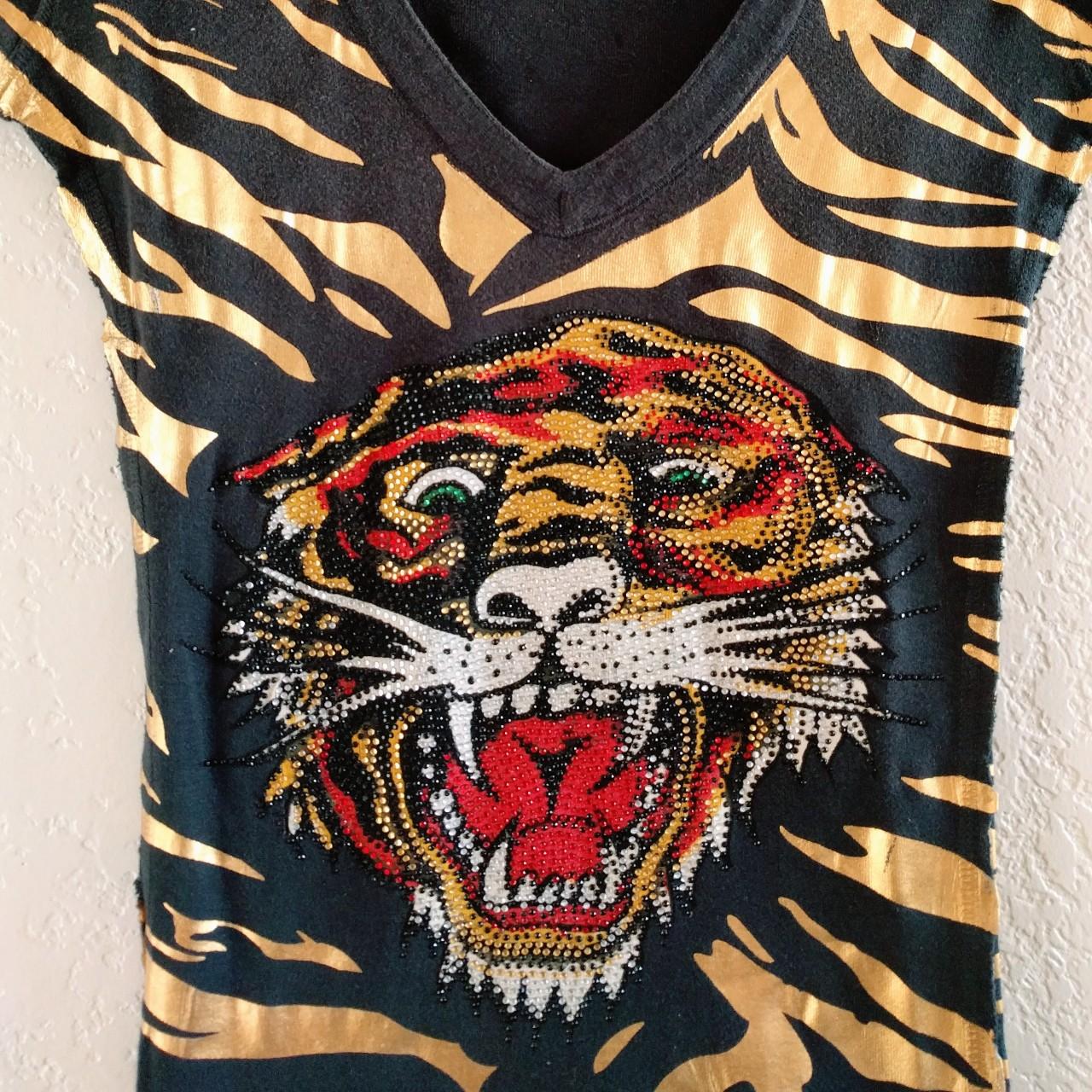 ★正規品★新品★ED HARDY★TIGER★箔プリント★チュニック★白★XS★ ☆正規品☆新品☆ED HARDY☆TIGER☆箔プリント☆チュニック☆