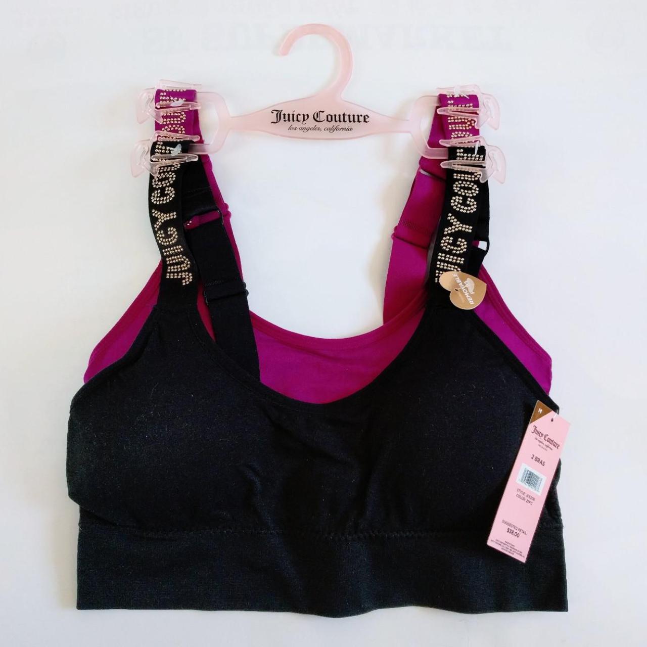 Juicy Couture Seamless Sports Bra Hot Pink Black Trim Size Medium