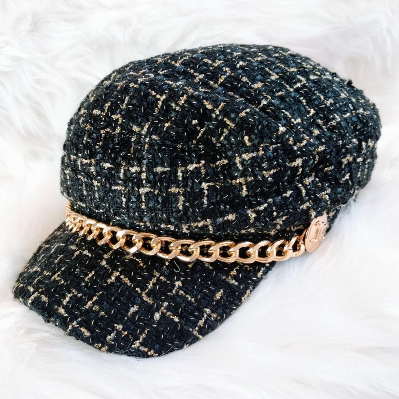 New with tags. Juicy Couture Tweed Plaid Newsboy Hat - Depop