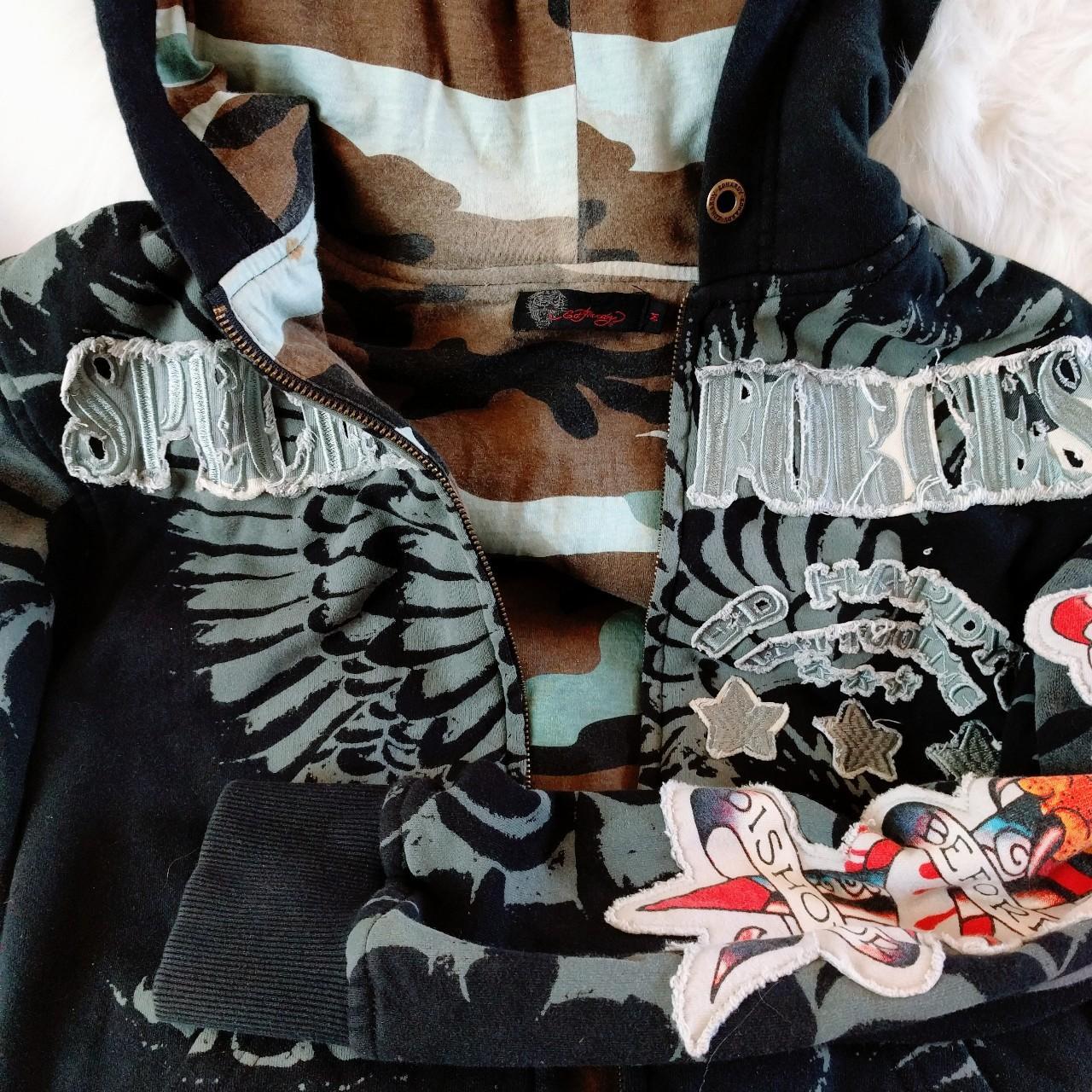 ジャケット・アウター 00s ed hardy archive vkei punk jacket Y2K Ed Hardy Embroidered Puffer Jacket / Patches / Skulls