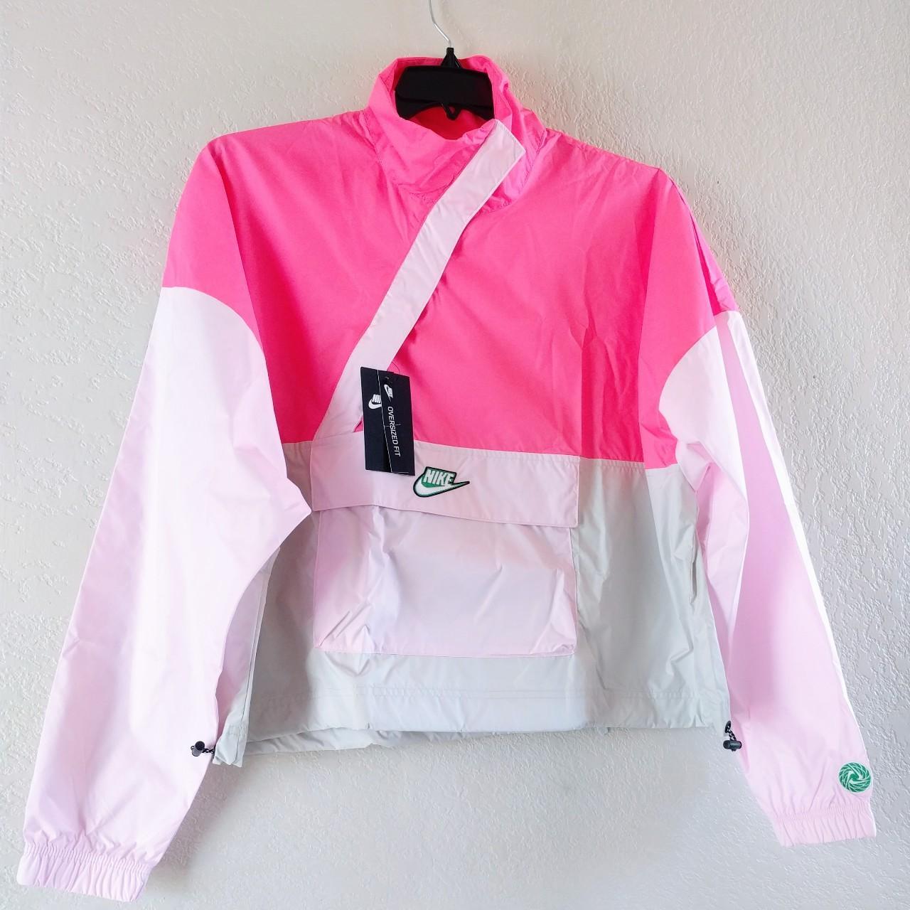 pink and white nike coat