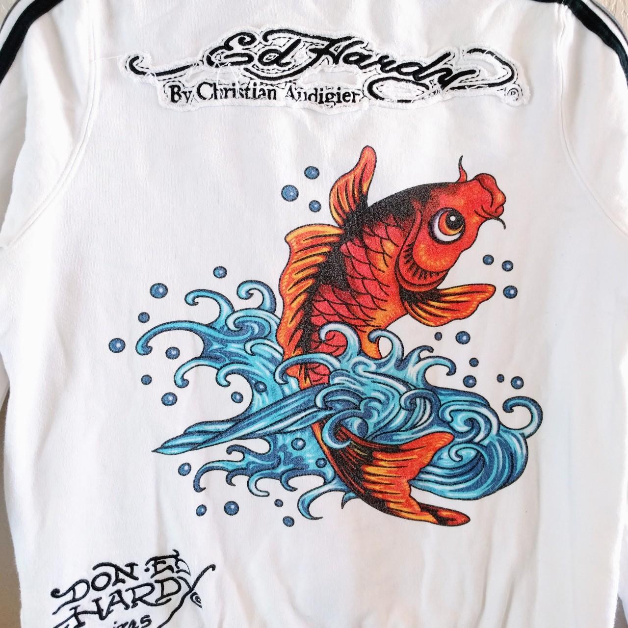 Vintage Ed Hardy by Christian Audigier koi fish embroidered logo