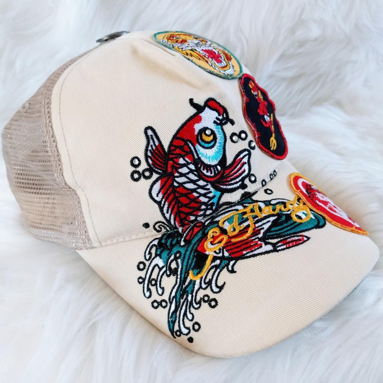 Ed Hardy Vintage Koi Fish Embroidered Trucker Hat - Depop