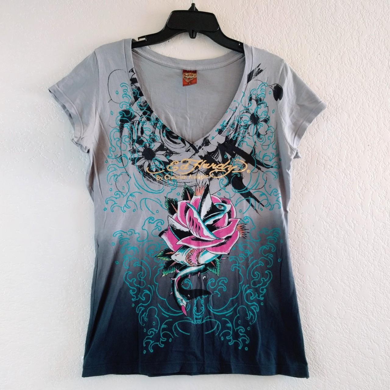 Ed Hardy Women S Multi T Shirt Depop   P0 