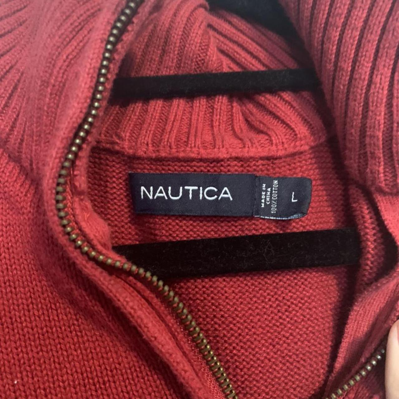 Nautica Men's Red and Navy Veststankscamis Depop
