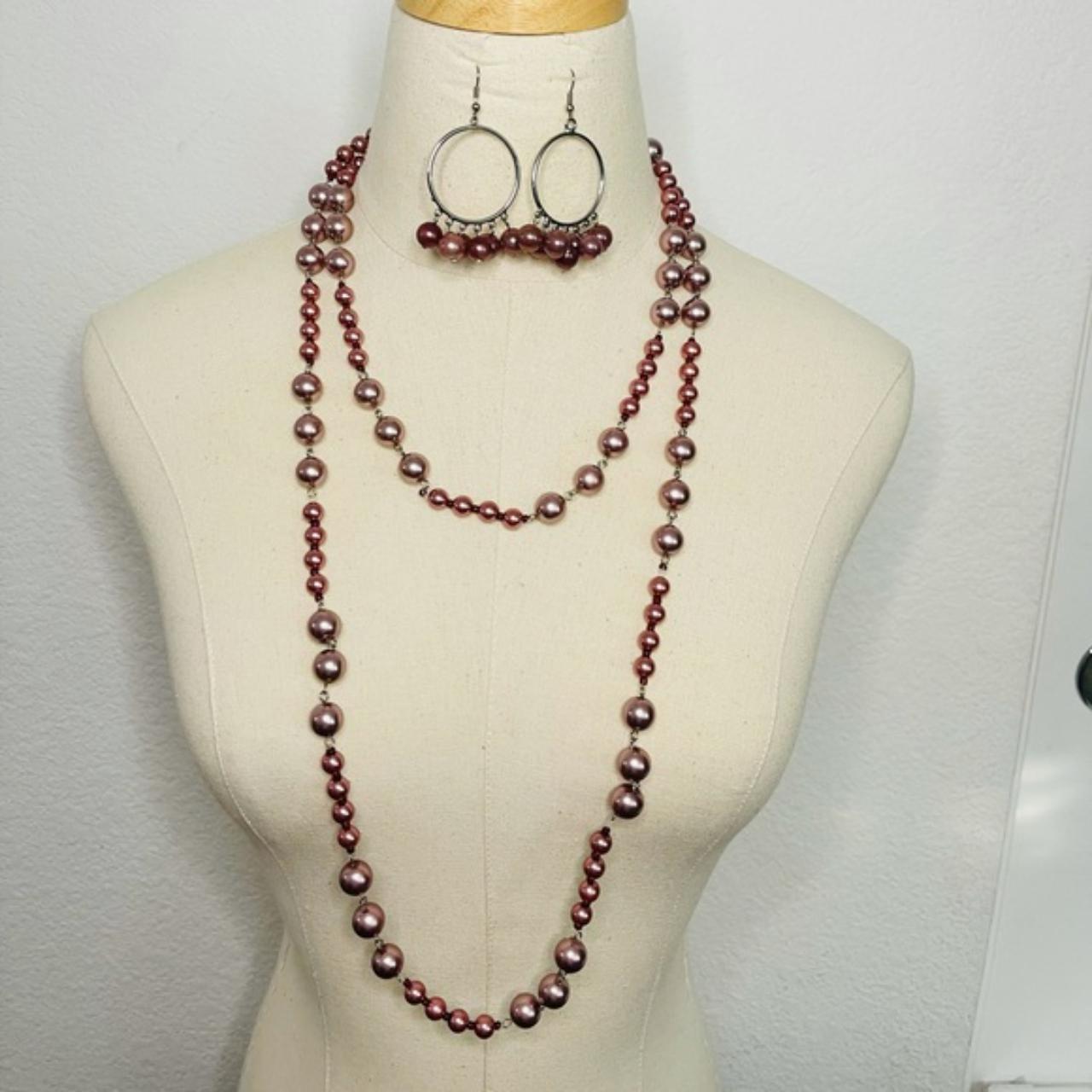 Macy's | Layered Pearl Necklace and Earrings Set... - Depop
