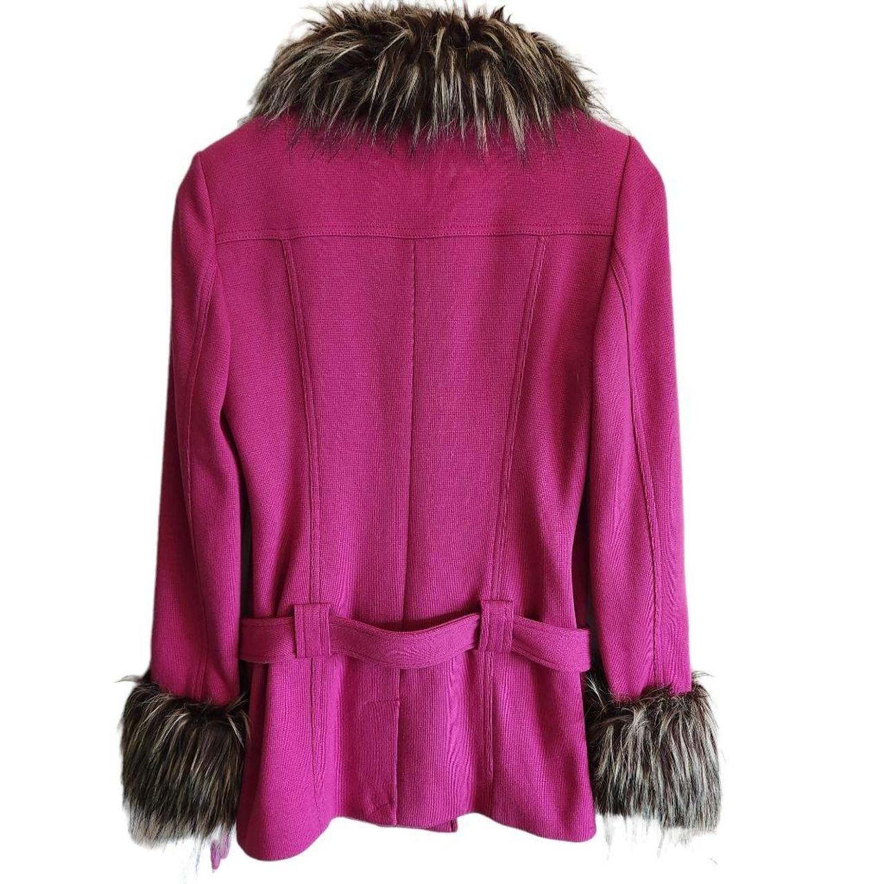 INC Button Front Coat Fur Collar Cuffs with Belt Size Small hotsell