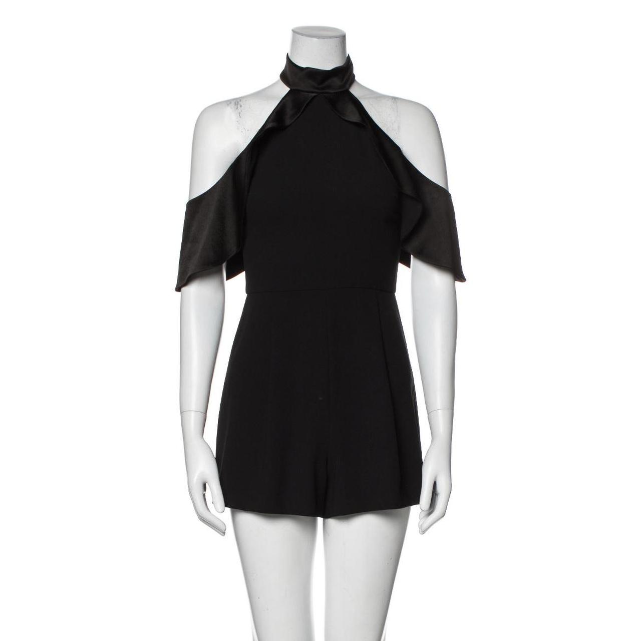 Alice Olivia black romper Mock neck Zip closure