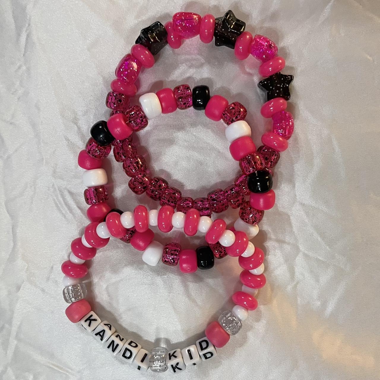 Kandi kid singles bundle 🥀 a fun pink and black - Depop