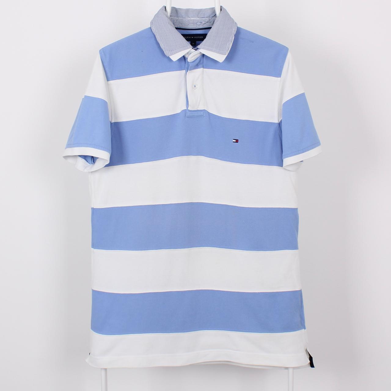 Tommy Hilfiger Men's Polo T-Shirt in blue / white... - Depop