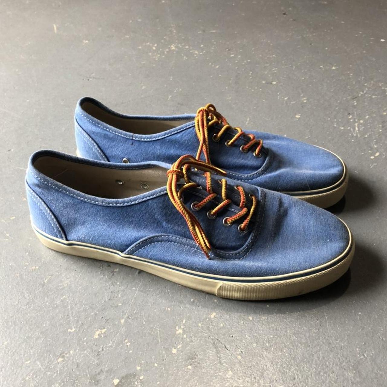 American Eagle Outfitters Men's Blue and Orange Trainers | Depop