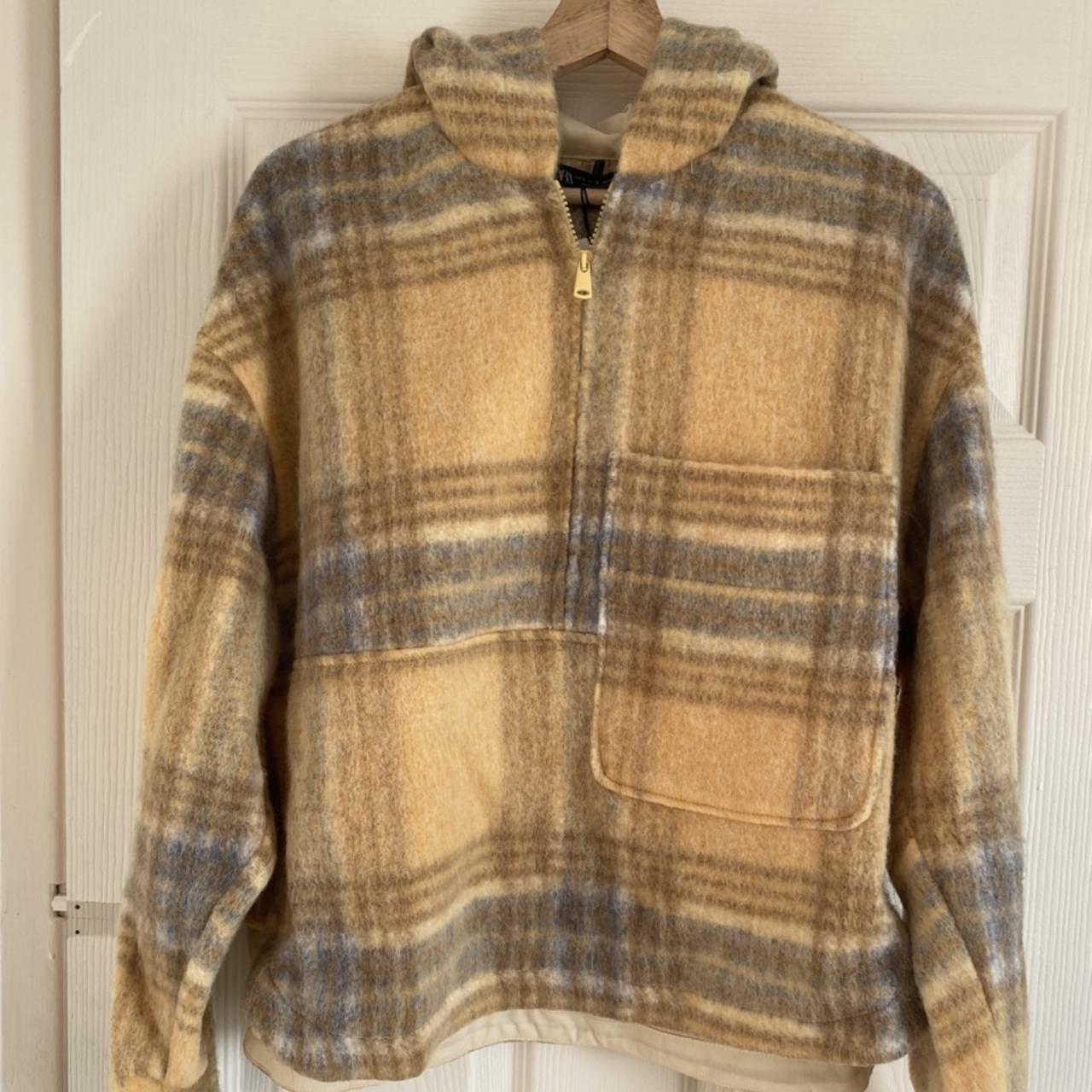 wool blend check sweatshirt zara