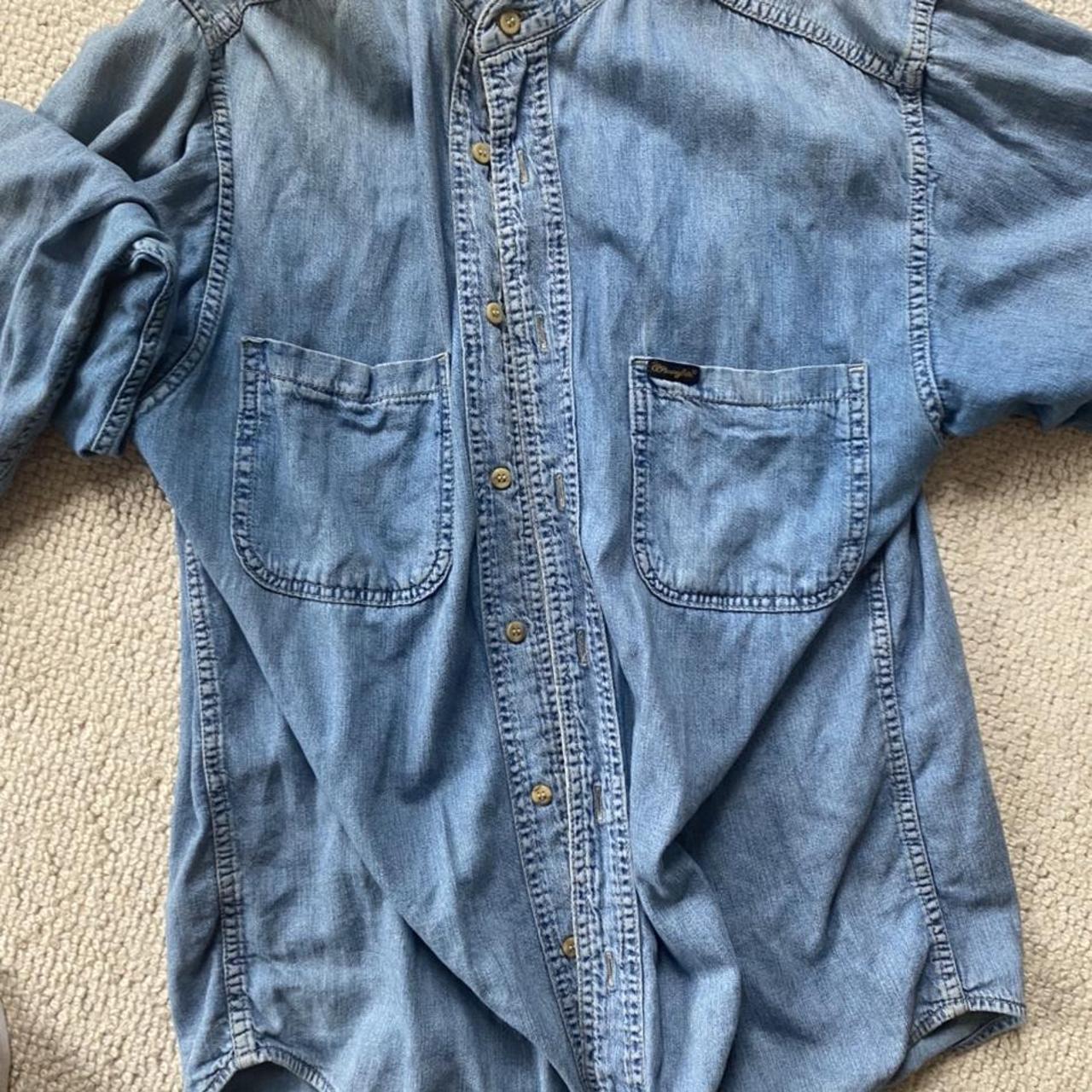 WRANGLER Vintage Denim Shirt Size M Worn as... - Depop