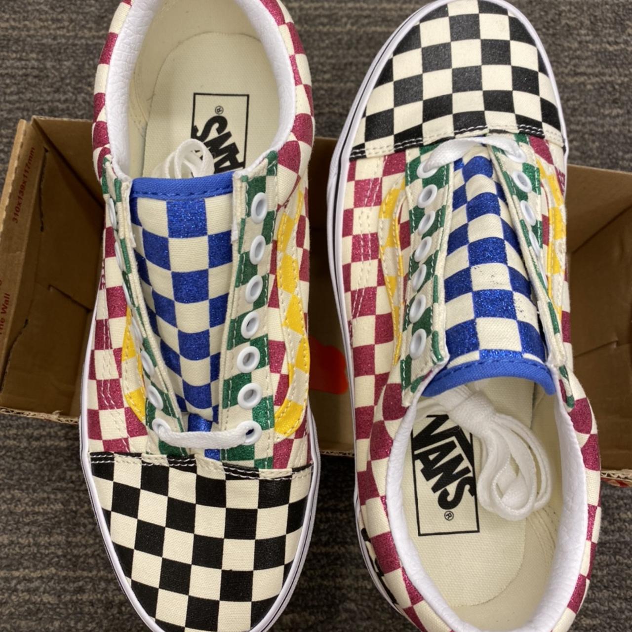 Vans glitter checkerboard deals old skool