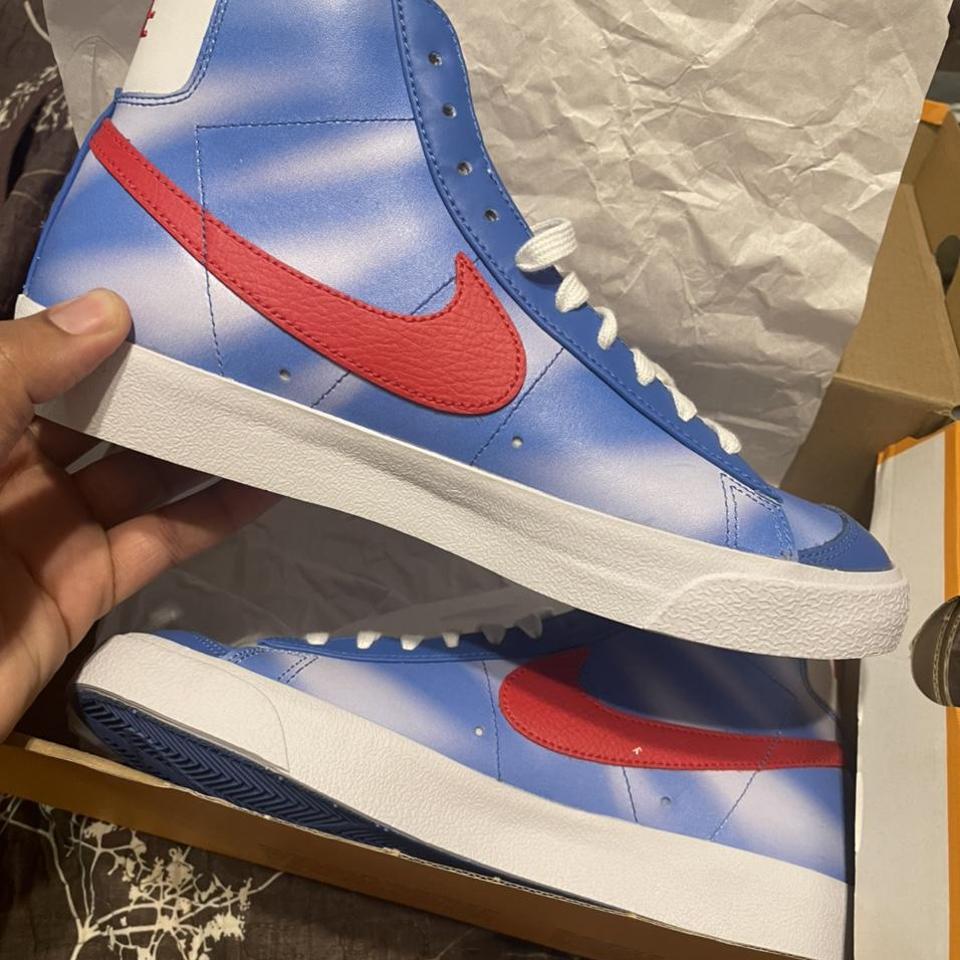 Nike blazer mid 77 pacific blue / universo red Never... - Depop