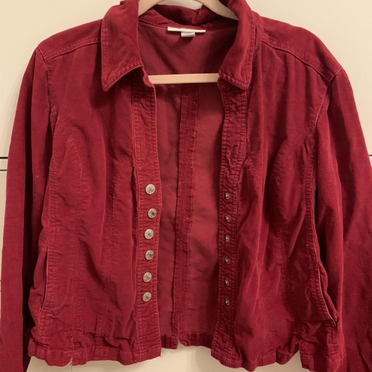 Super cute red collared jacket Red corduroy Very... - Depop