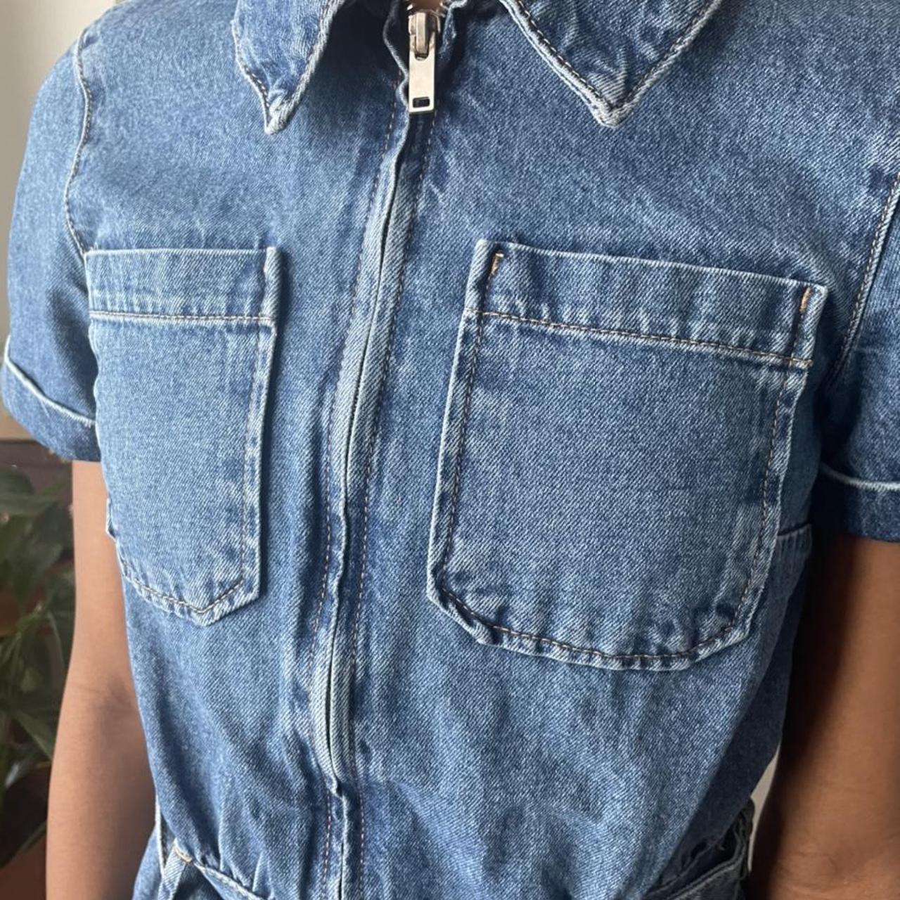 H&M Divided blue denim playsuit Only tried on Size:... - Depop