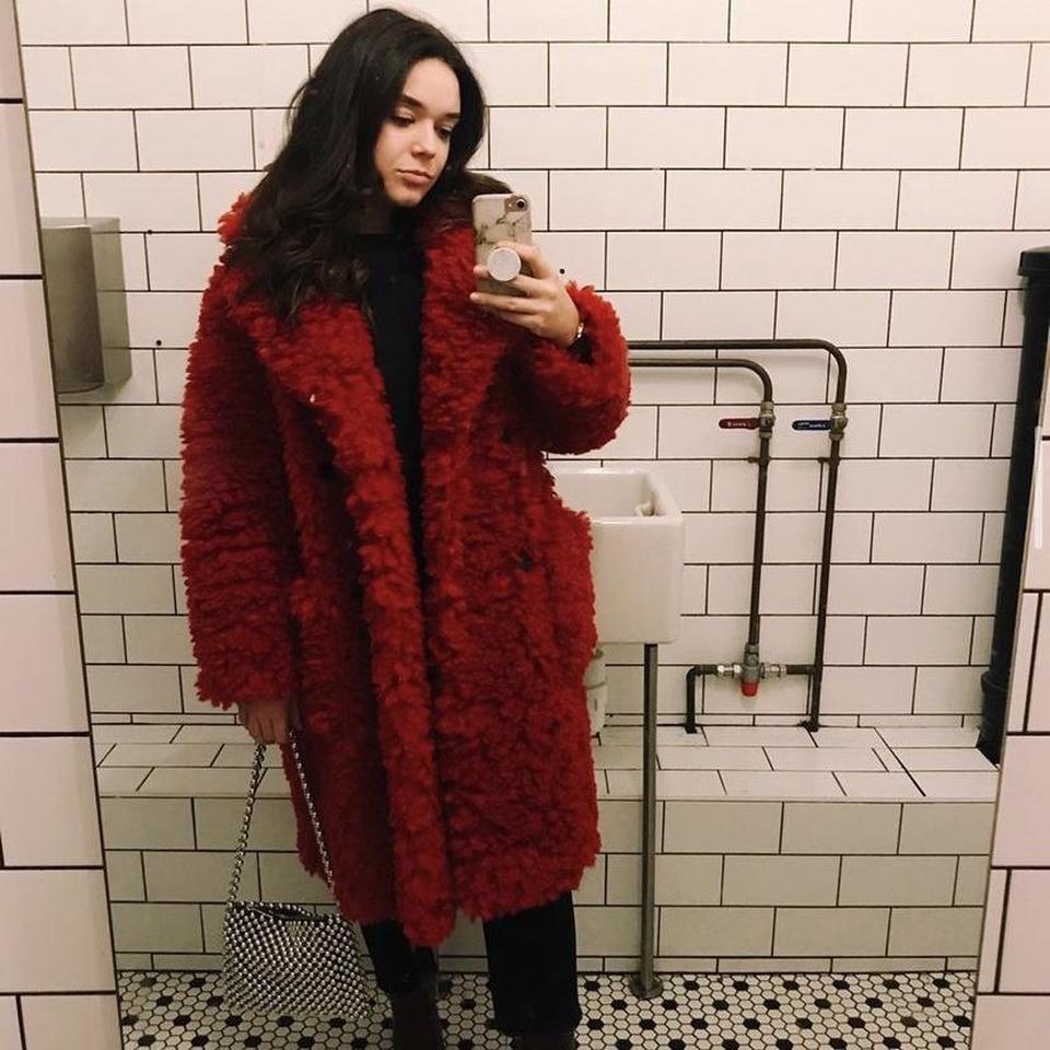 Topshop Teddy Bear Coat Red Real statement coat Depop