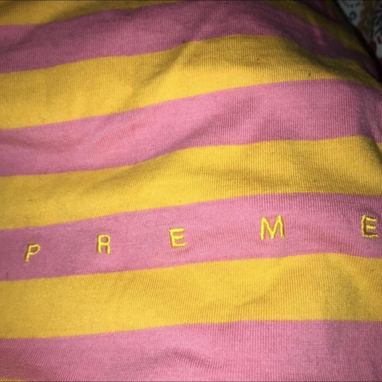 Supreme SS18 Orange Pink bar striped tee Great