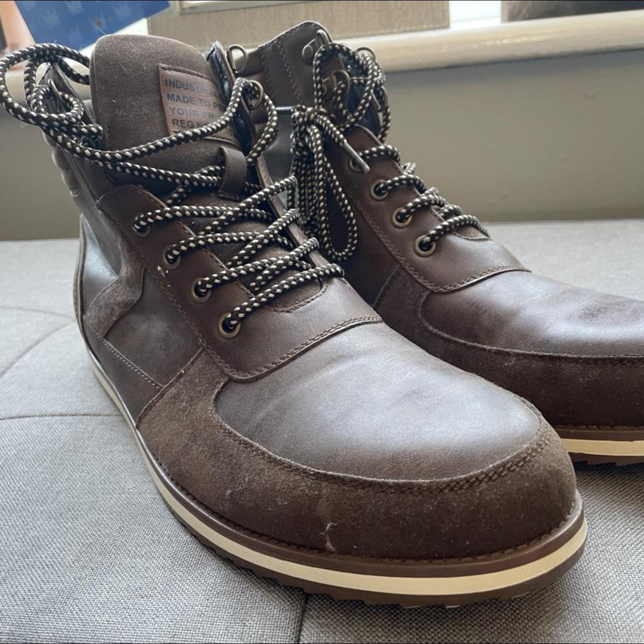 Brown leather mens boots size 10. - Depop