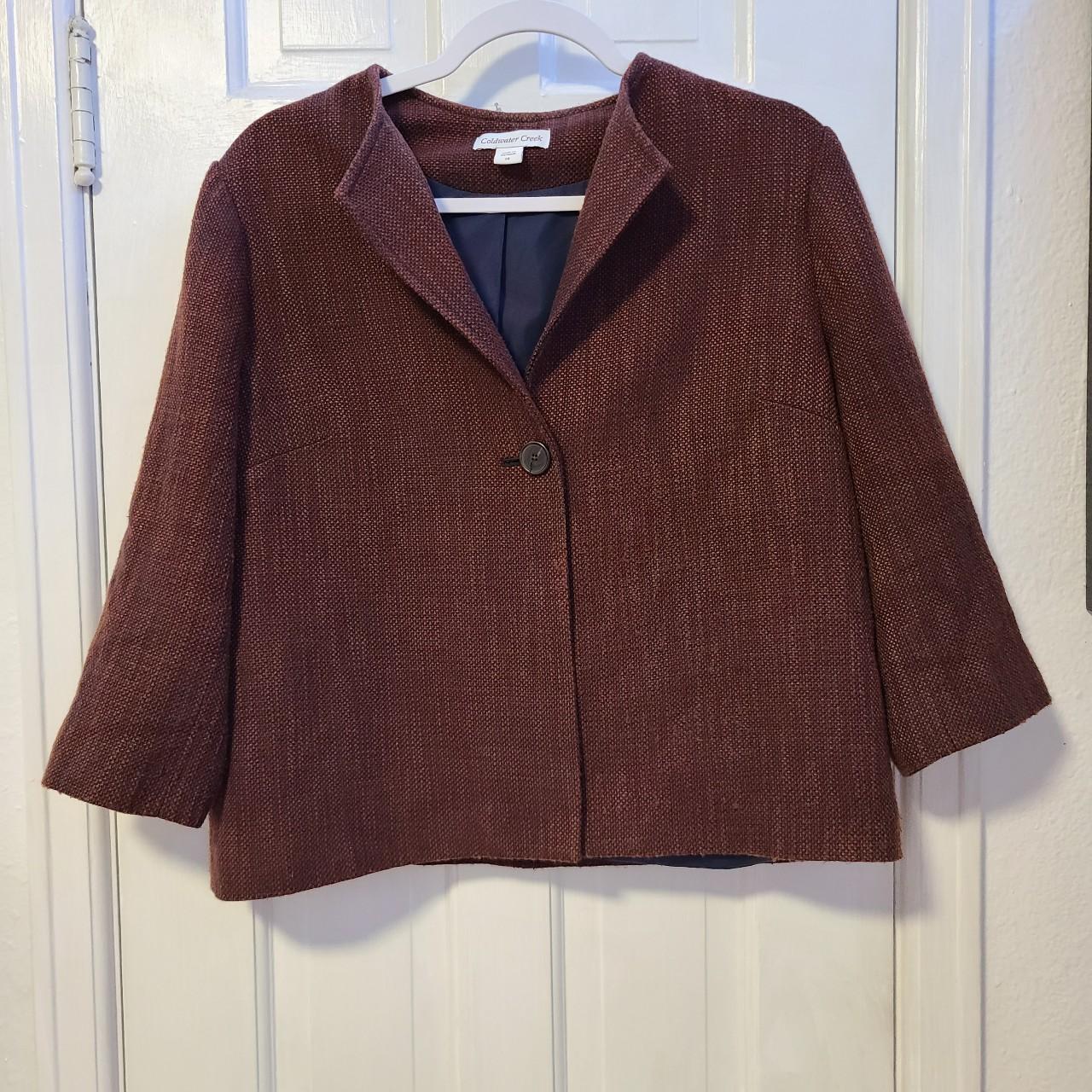 Coldwater Creek Women S Burgundy And Brown Jacket Depop