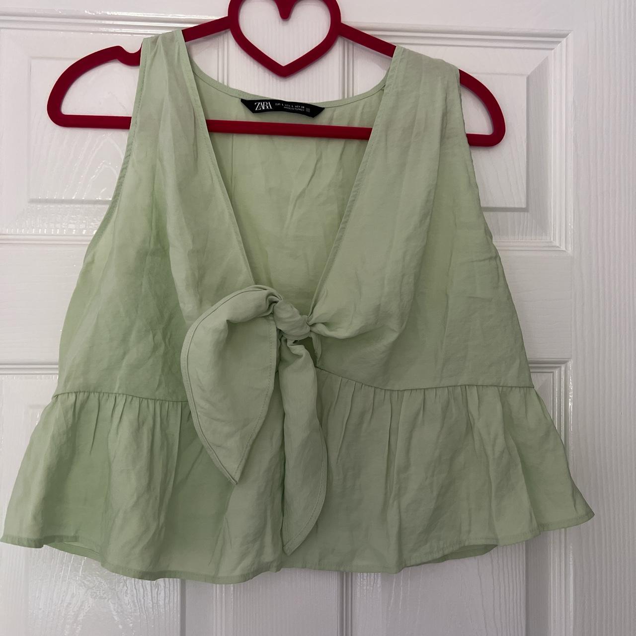 Zara mint green tie front top BRAND NEW WITHOUT... Depop