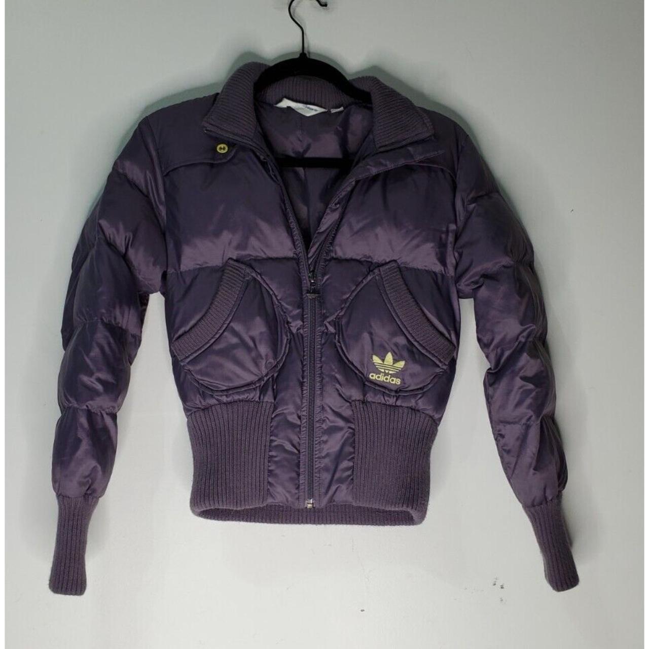 Vintage Y2K Adidas Dark Purple XS Puffer Jacket Logo Depop