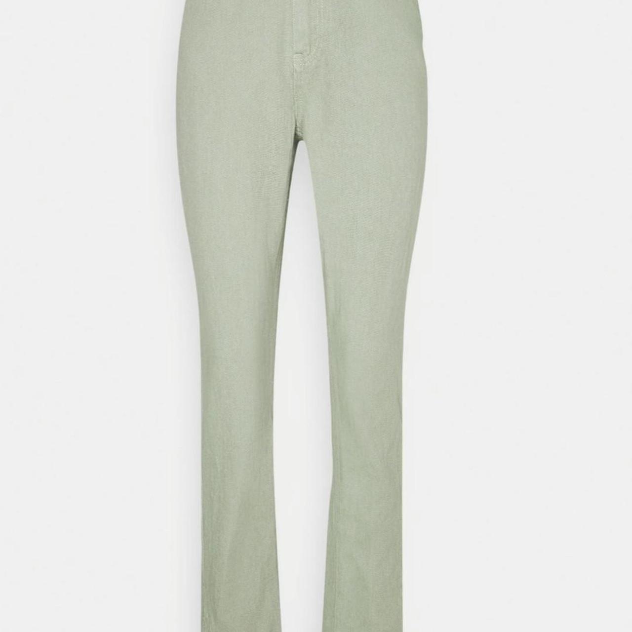 Ankle slit green jeans high waist - Depop