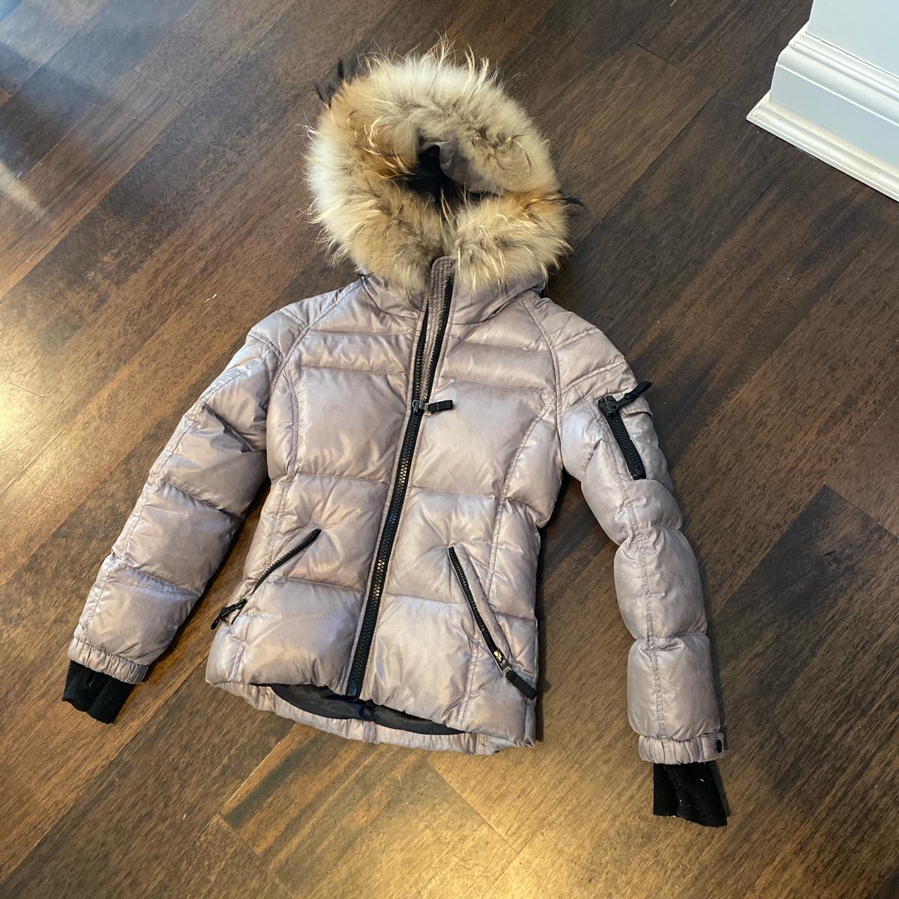 grey SAM jacket with fur hood - used but in pretty... - Depop