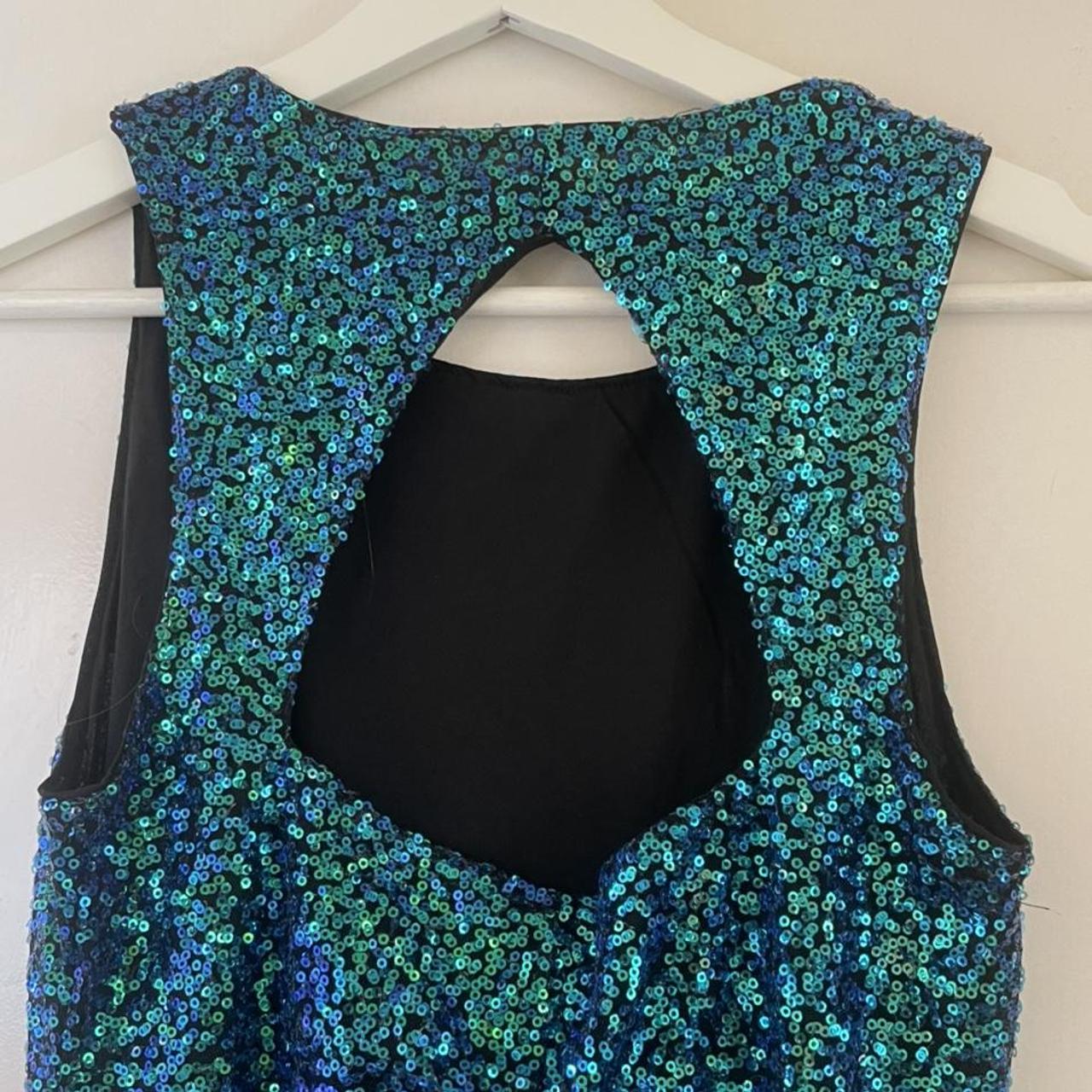 Vintage 90s teal sequin mini dress - I adore this... - Depop