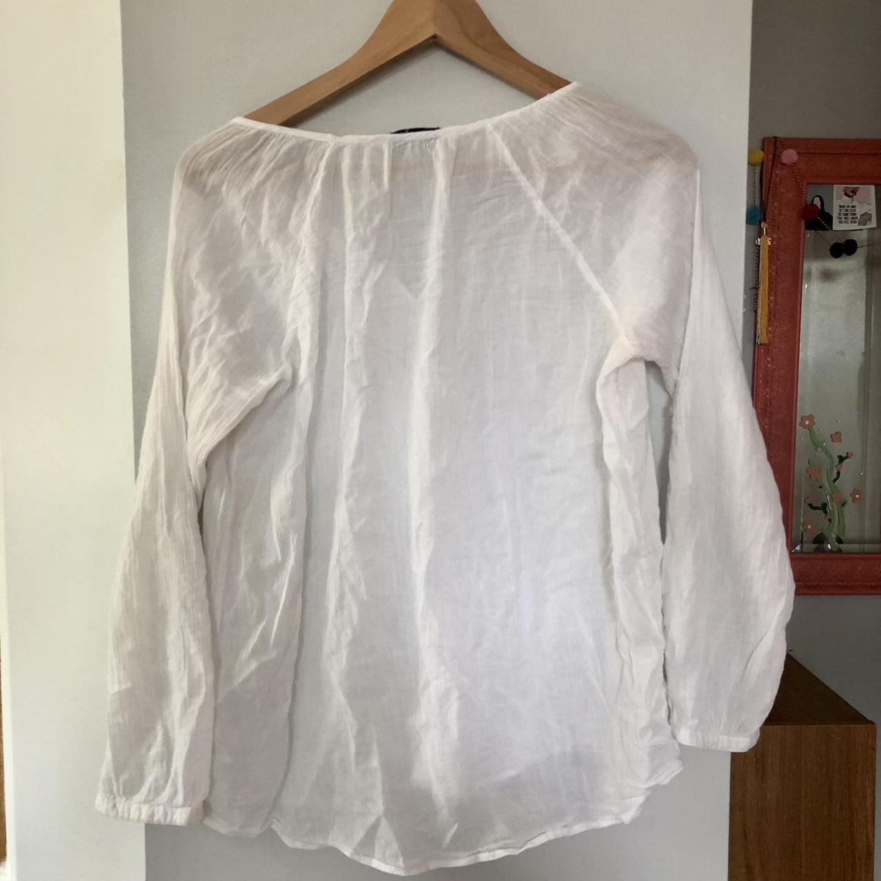 Thin white button up peasant long sleeved blouse.... - Depop