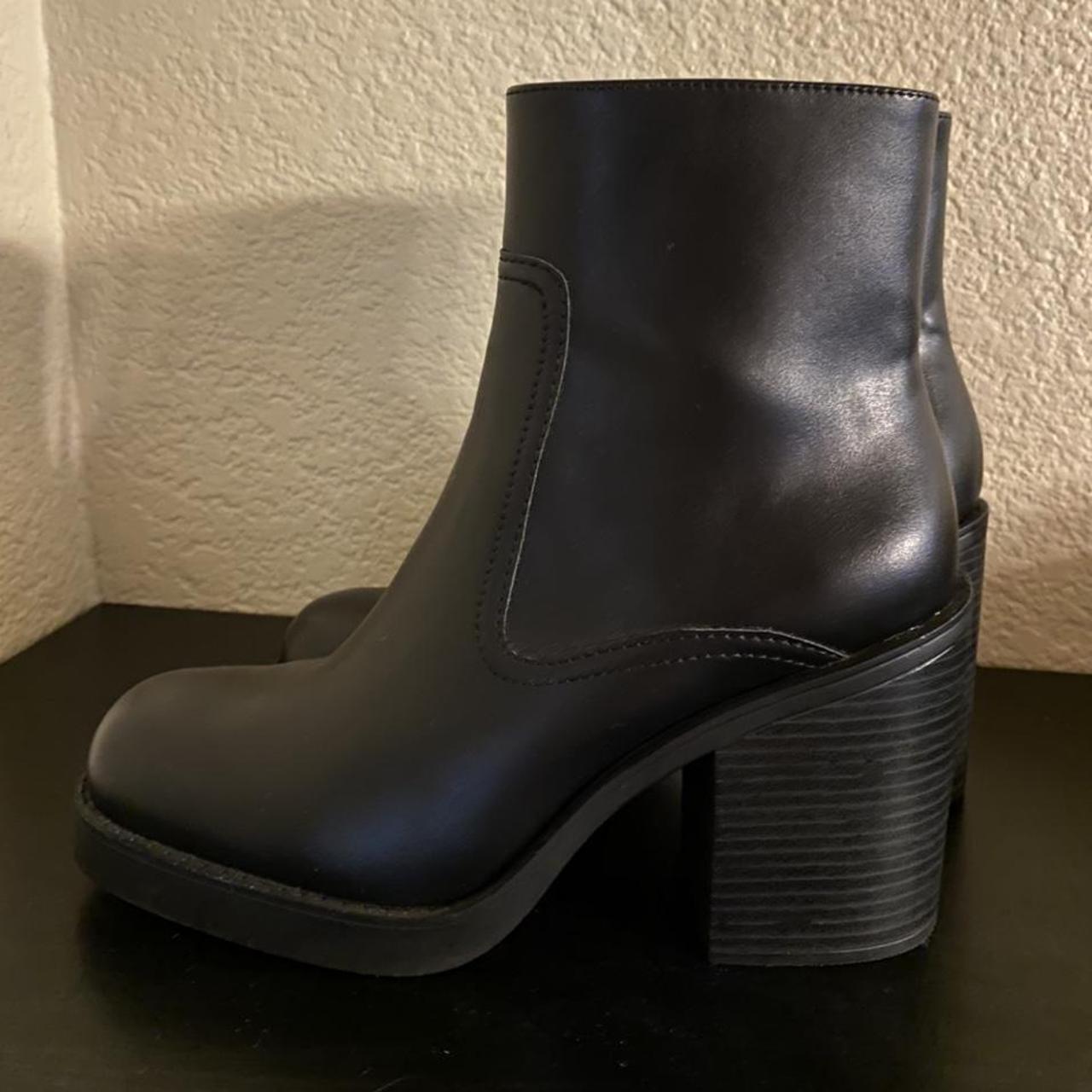 H&M black chunky heeled boots. Go-to booties go with... - Depop
