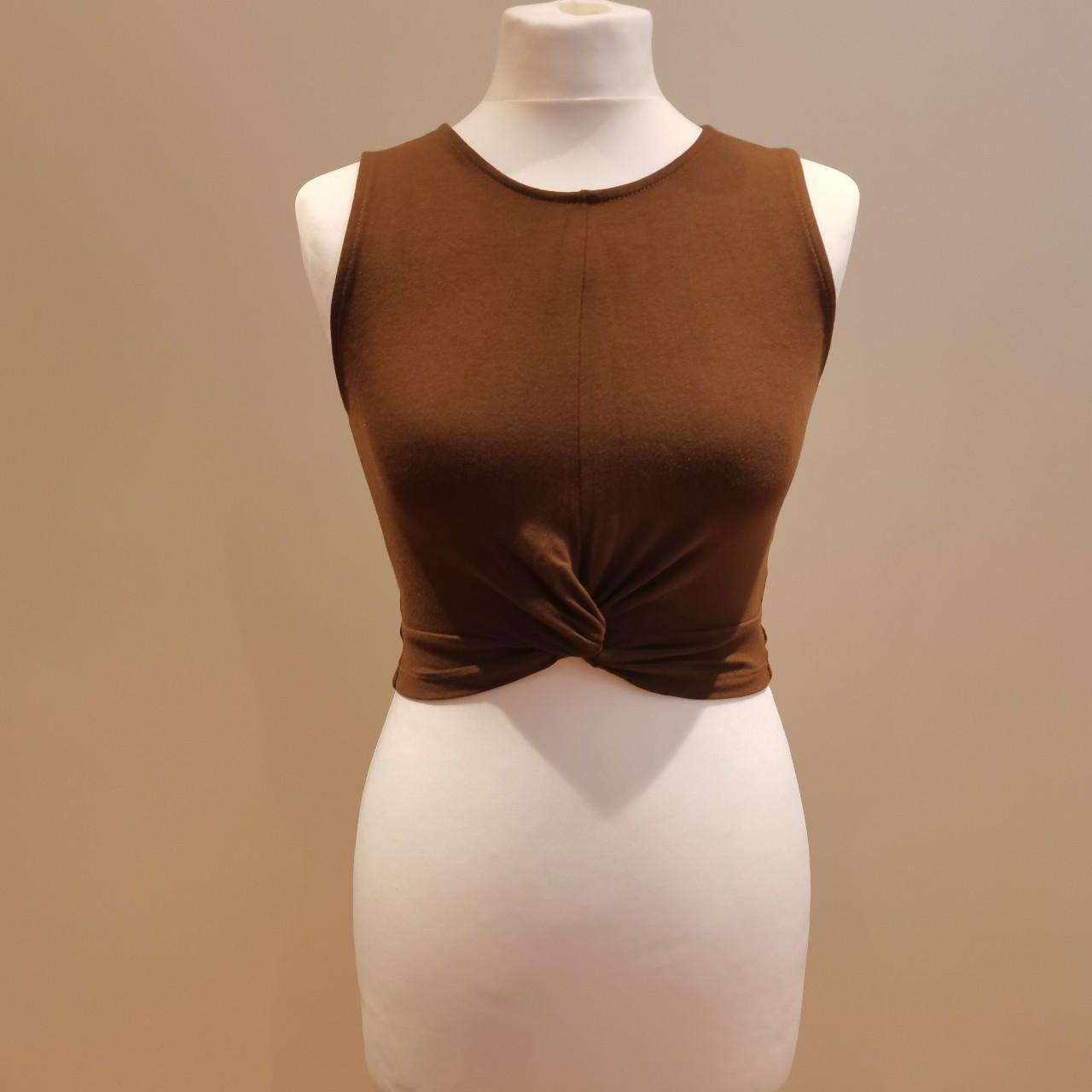 * BNWT: Stradivarius Rust Brown Ruched Crop Vest Top... - Depop