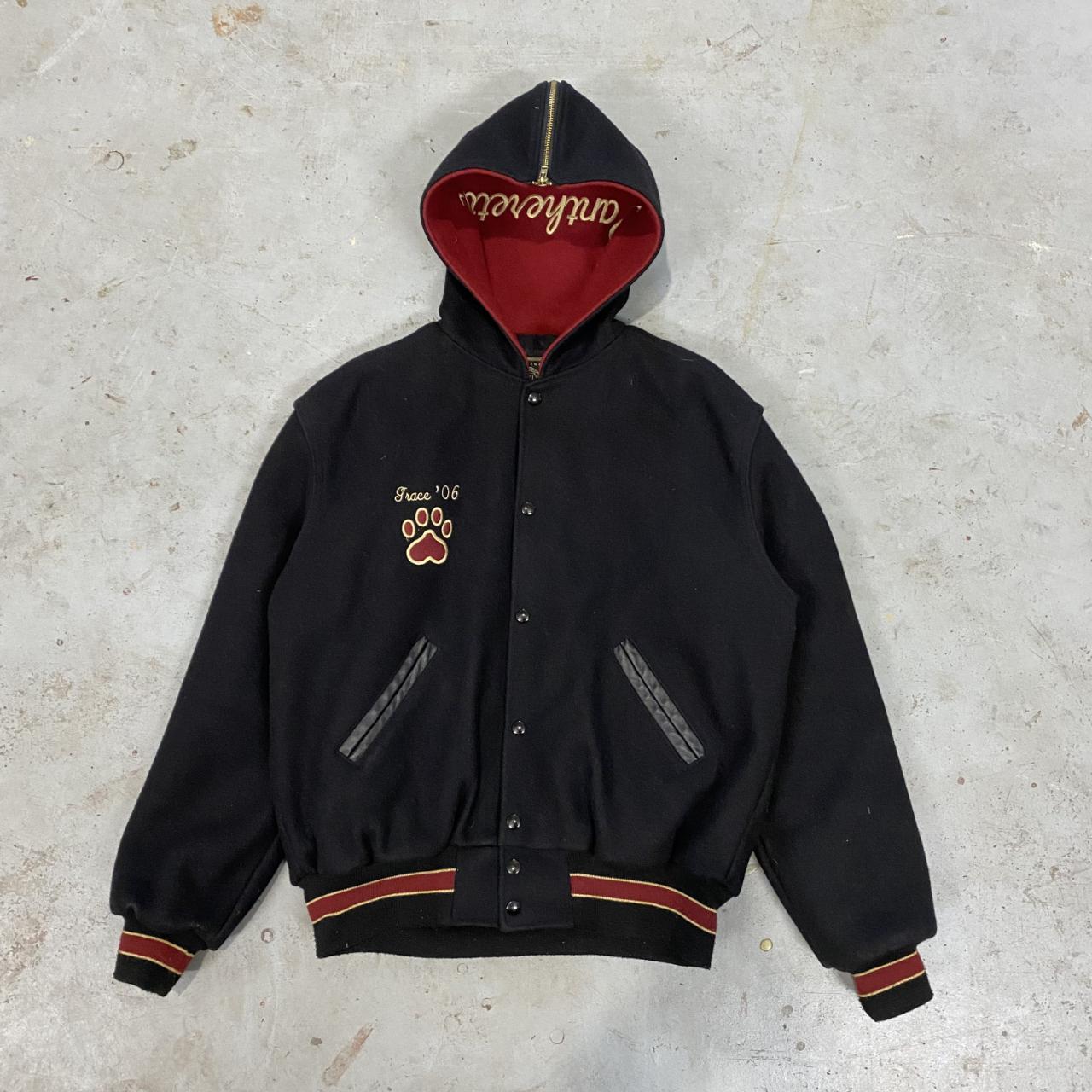 Y2K Paint Branch Panthers Hooded Varsity Jacket.... - Depop