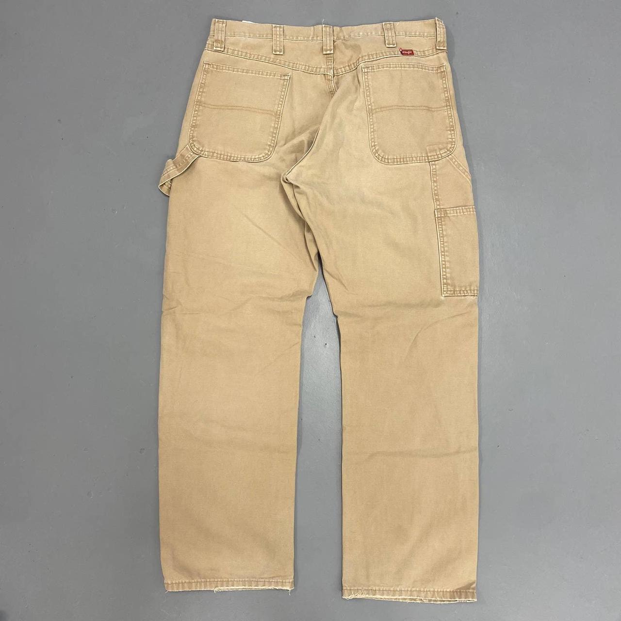 Distressed Tan Wrangler Carpenter Pants Condition is... - Depop