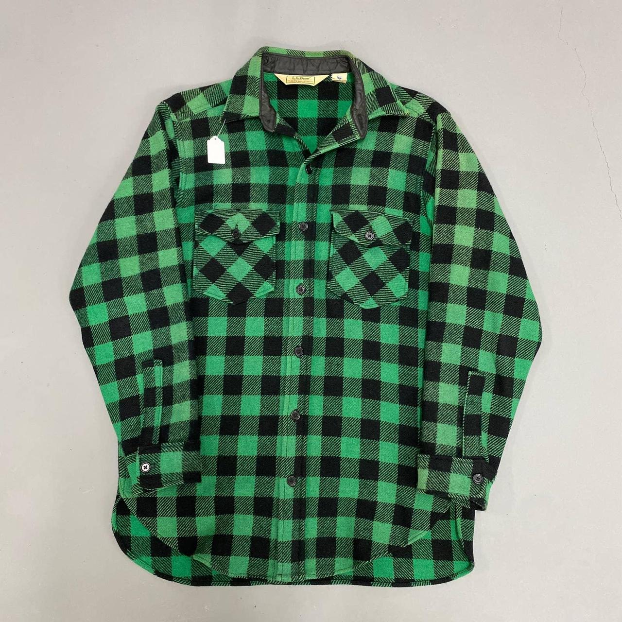 60s 70s Green LL Bean Flannel Condition is preloved,... - Depop