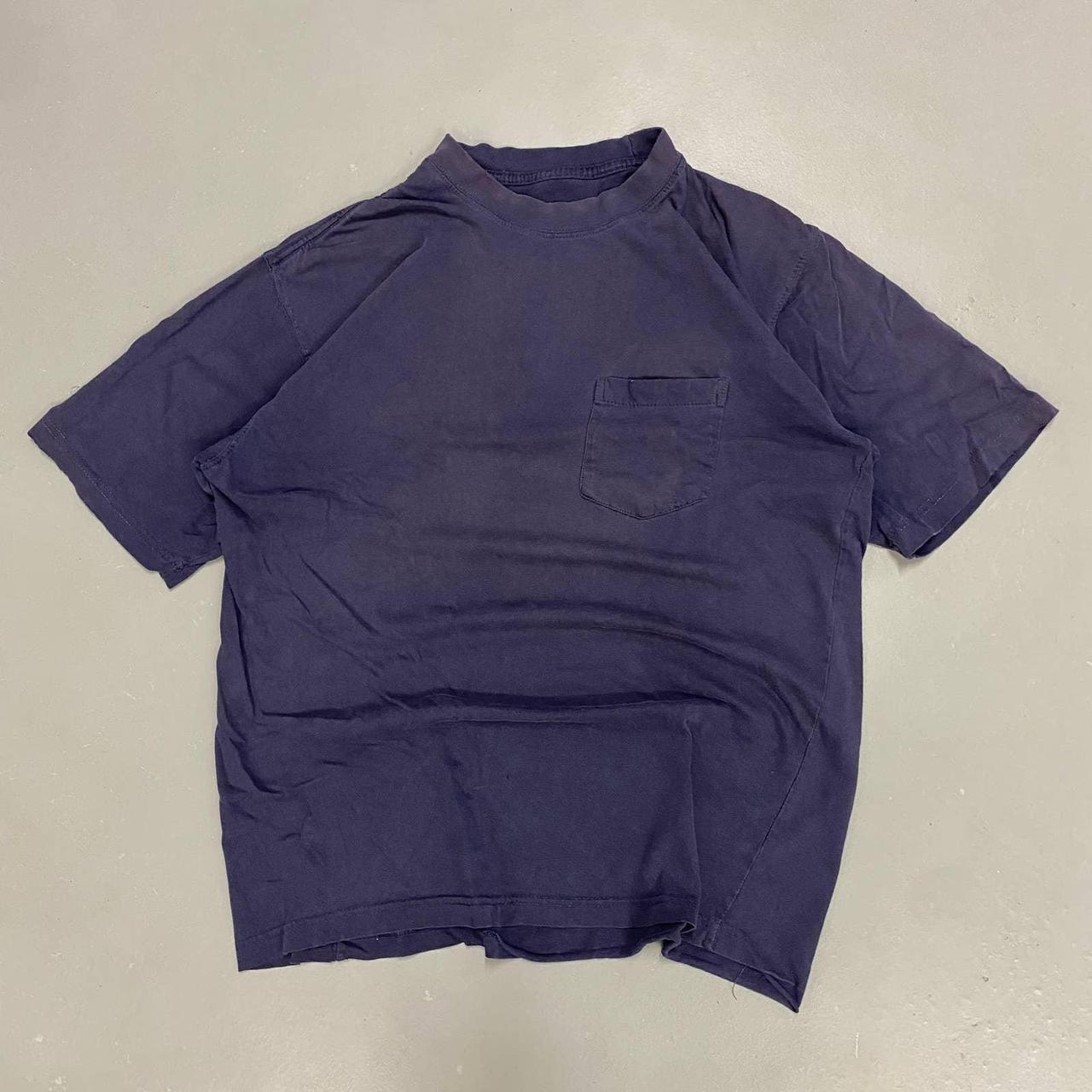 Y2K Boxy Faded Navy Blank Tee Condition is preloved,... - Depop