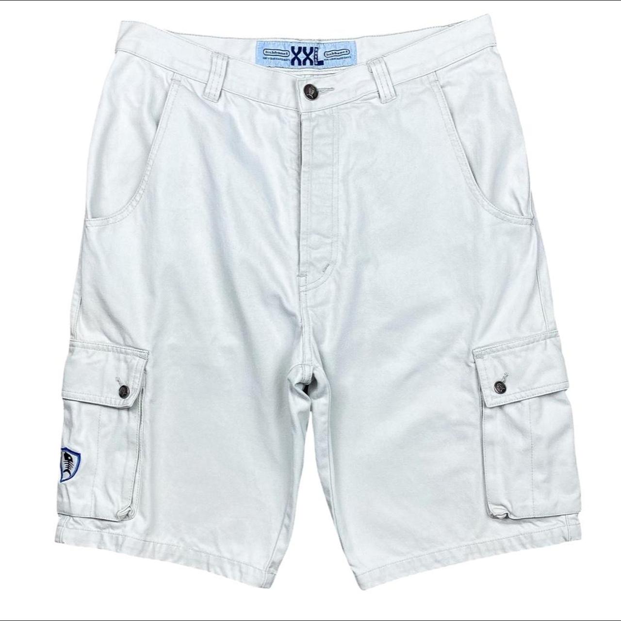 Vintage 90s y2k fishbone cargo denim shorts... - Depop