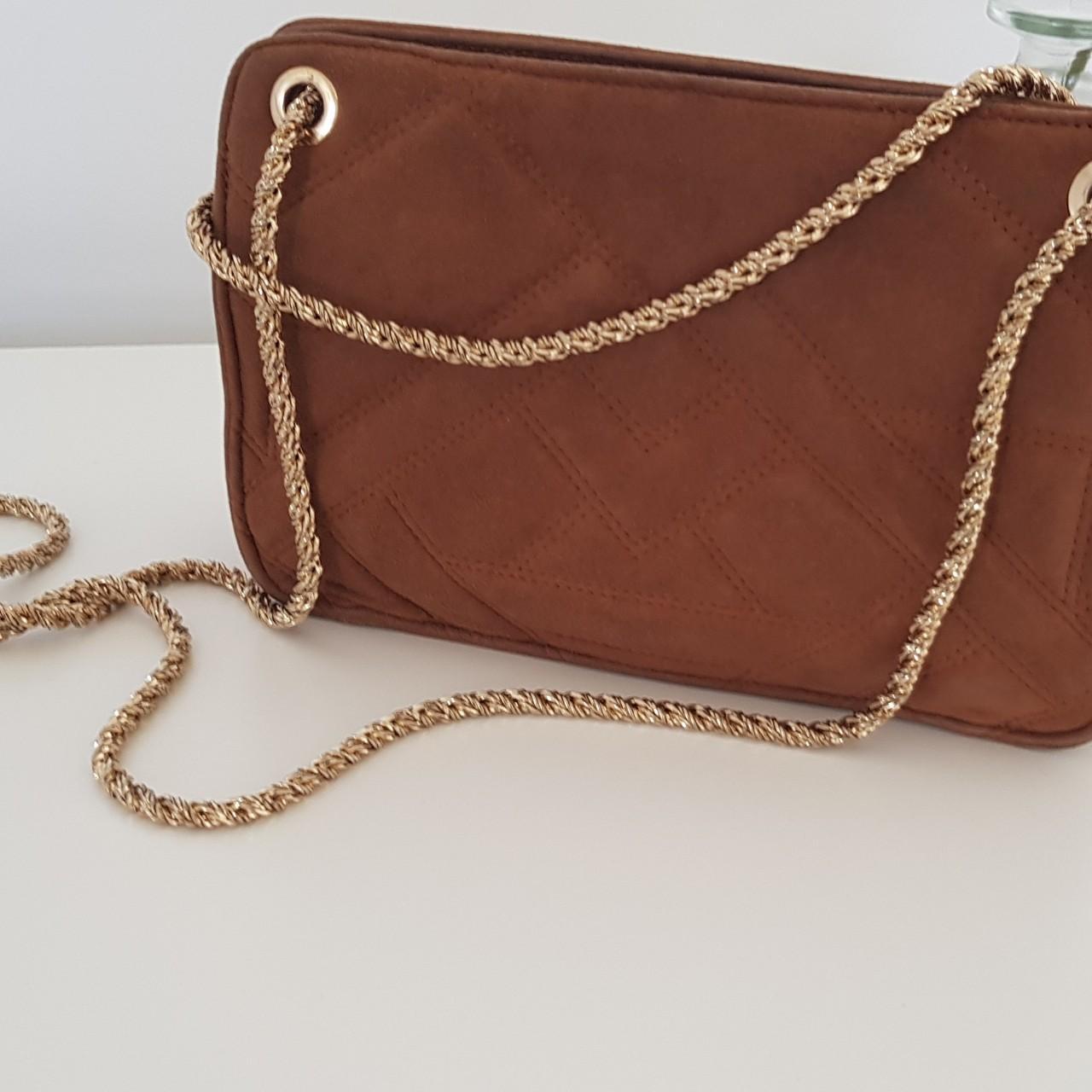 Sezane crossbody bag. Gold chain. Suede brown. Comes... - Depop