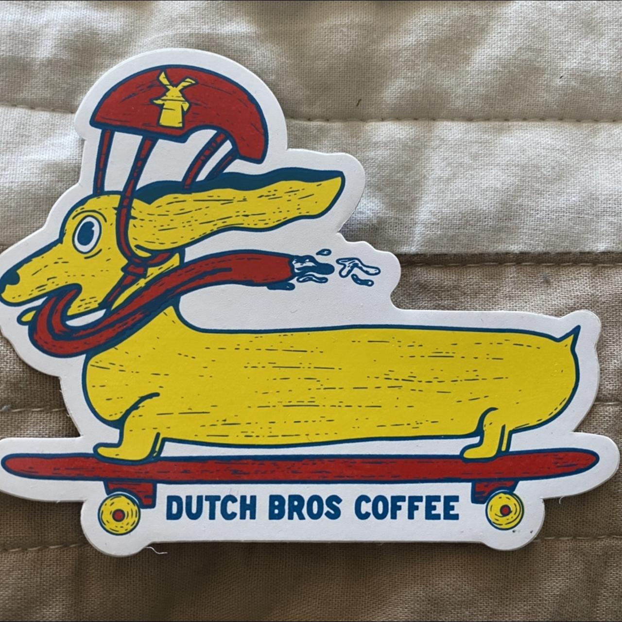 Dutch Bros Dachshund riding a skateboard...